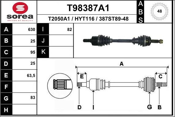 EAI T98387A1 - Приводний вал autozip.com.ua