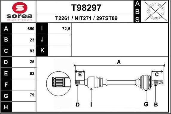 EAI T98297 - Приводний вал autozip.com.ua