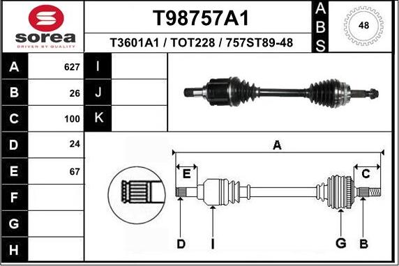 EAI T98757A1 - Приводний вал autozip.com.ua