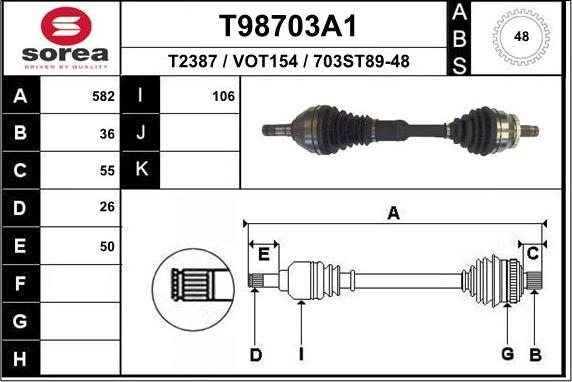 EAI T98703A1 - Приводний вал autozip.com.ua