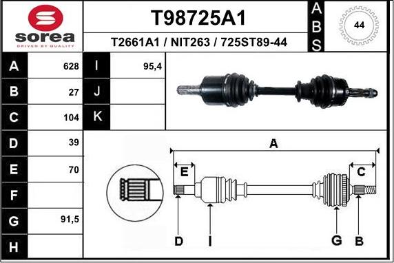 EAI T98725A1 - Приводний вал autozip.com.ua