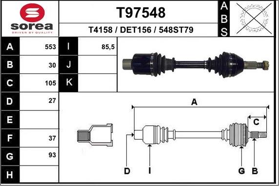 EAI T97548 - Приводний вал autozip.com.ua