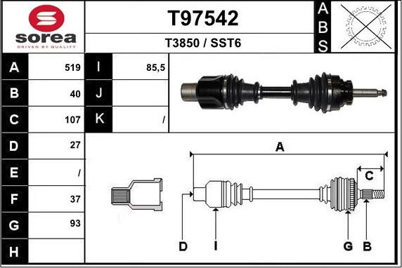 EAI T97542 - Приводний вал autozip.com.ua