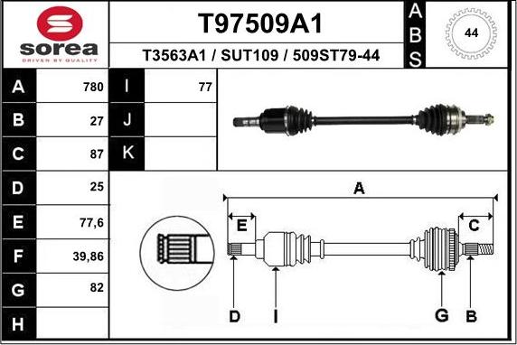 EAI T97509A1 - Приводний вал autozip.com.ua