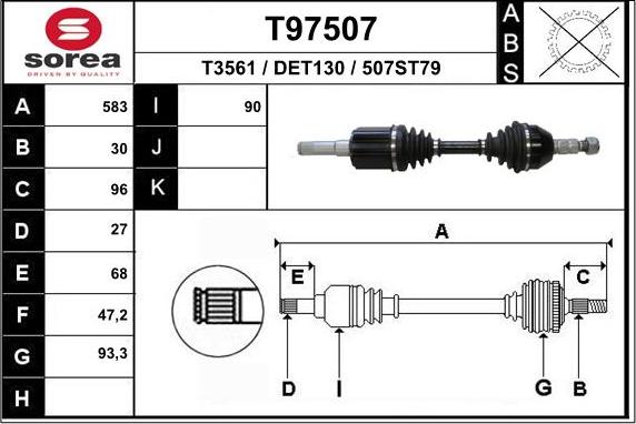 EAI T97507 - Приводний вал autozip.com.ua