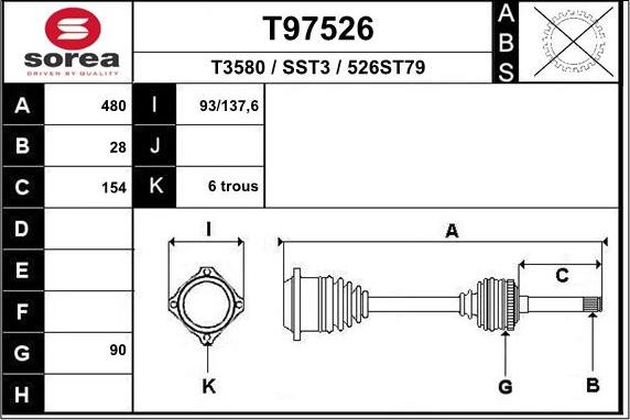 EAI T97526 - Приводний вал autozip.com.ua