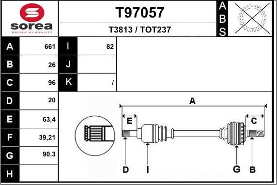 EAI T97057 - Приводний вал autozip.com.ua