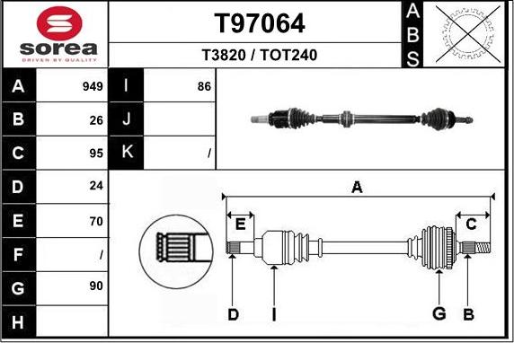 EAI T97064 - Приводний вал autozip.com.ua