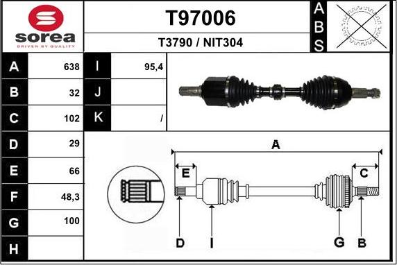 EAI T97006 - Приводний вал autozip.com.ua