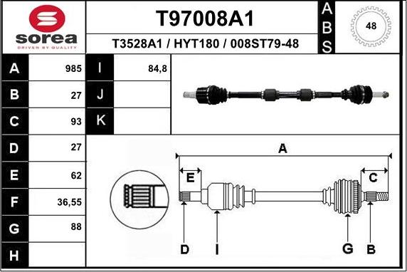 EAI T97008A1 - Приводний вал autozip.com.ua