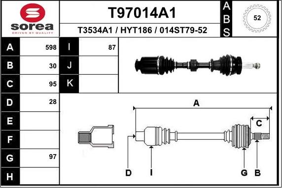 EAI T97014A1 - Приводний вал autozip.com.ua