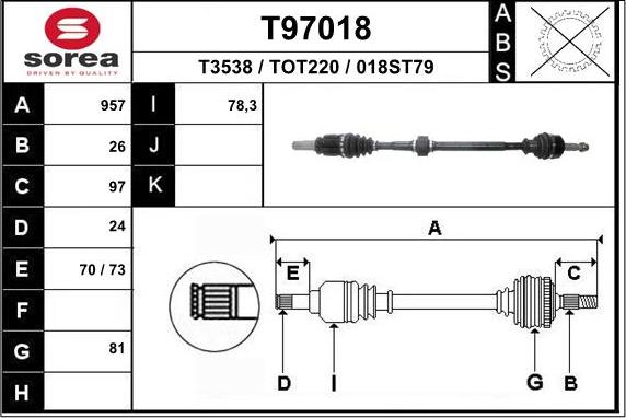 EAI T97018 - Приводний вал autozip.com.ua