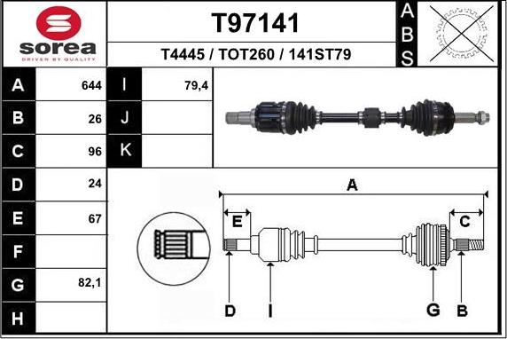 EAI T97141 - Приводний вал autozip.com.ua