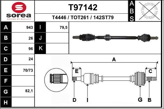 EAI T97142 - Приводний вал autozip.com.ua