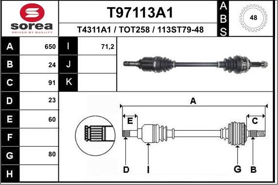 EAI T97113A1 - Приводний вал autozip.com.ua