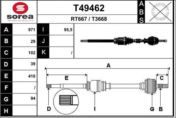 EAI T49462 - Приводний вал autozip.com.ua
