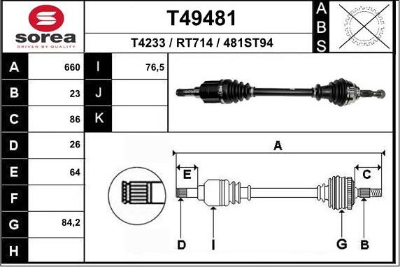 EAI T49481 - Приводний вал autozip.com.ua