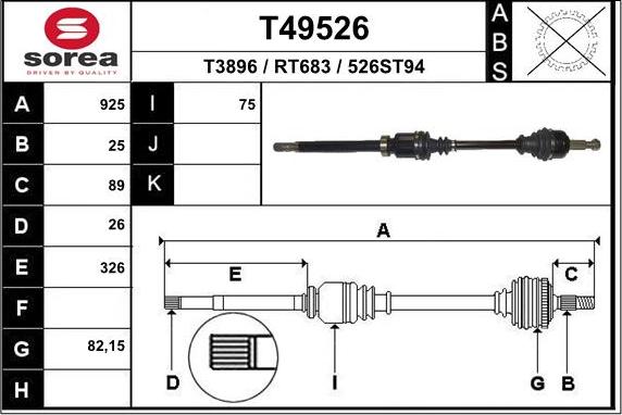 EAI T49526 - Приводний вал autozip.com.ua