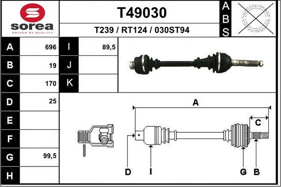 EAI T49030 - Приводний вал autozip.com.ua