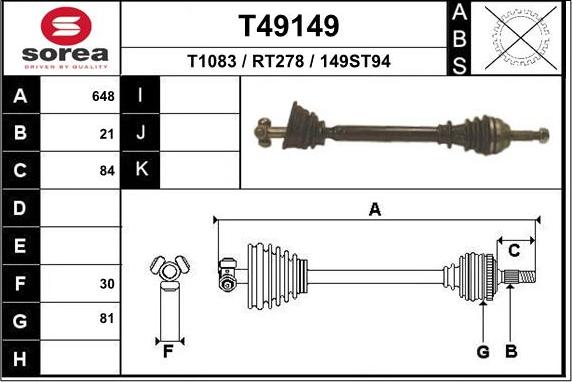 EAI T49149 - Приводний вал autozip.com.ua