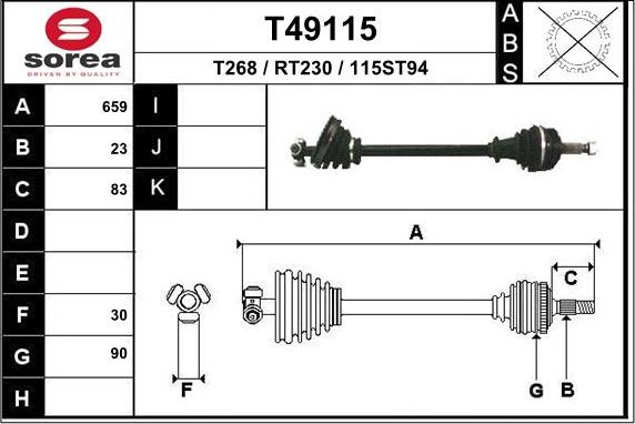 EAI T49115 - Приводний вал autozip.com.ua