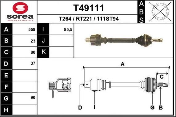 EAI T49111 - Приводний вал autozip.com.ua