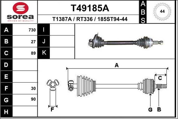 EAI T49185A - Приводний вал autozip.com.ua