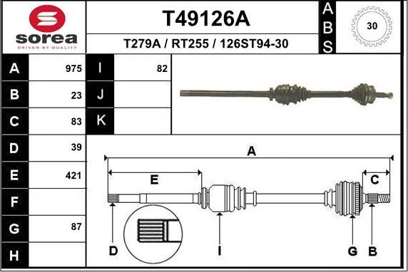 EAI T49126A - Приводний вал autozip.com.ua