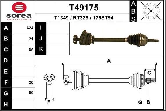 EAI T49175 - Приводний вал autozip.com.ua