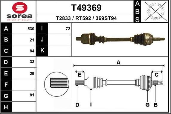 EAI T49369 - Приводний вал autozip.com.ua