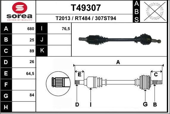 EAI T49307 - Приводний вал autozip.com.ua