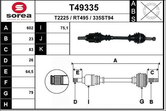 EAI T49335 - Приводний вал autozip.com.ua