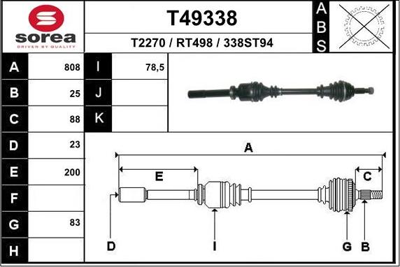 EAI T49338 - Приводний вал autozip.com.ua