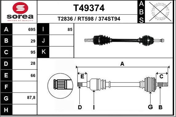 EAI T49374 - Приводний вал autozip.com.ua