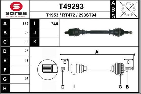 EAI T49293 - Приводний вал autozip.com.ua