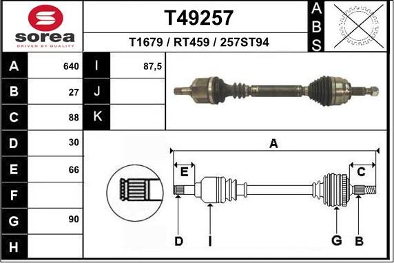 EAI T49257 - Приводний вал autozip.com.ua