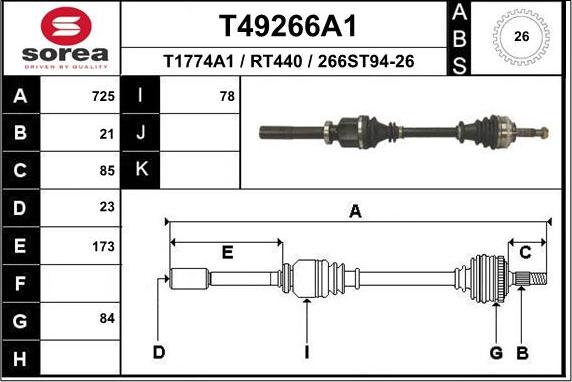 EAI T49266A1 - Приводний вал autozip.com.ua