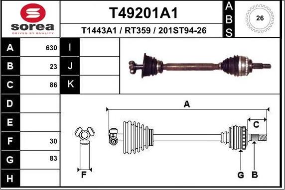 EAI T49201A1 - Приводний вал autozip.com.ua