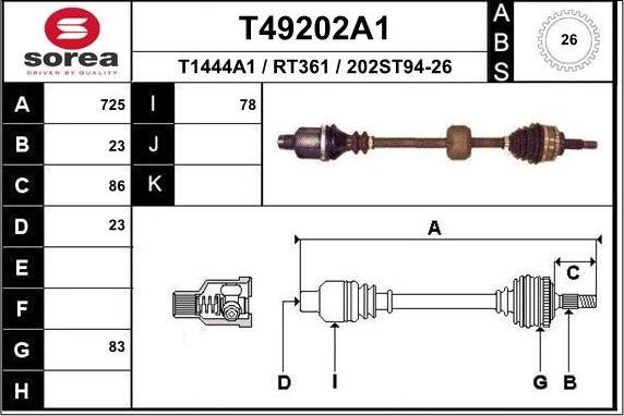 EAI T49202A1 - Приводний вал autozip.com.ua