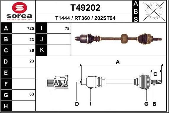 EAI T49202 - Приводний вал autozip.com.ua