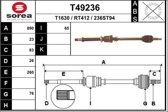 EAI T49236 - Приводний вал autozip.com.ua