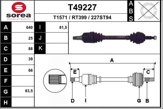 EAI T49227 - Приводний вал autozip.com.ua