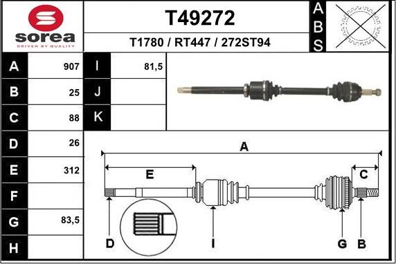 EAI T49272 - Приводний вал autozip.com.ua