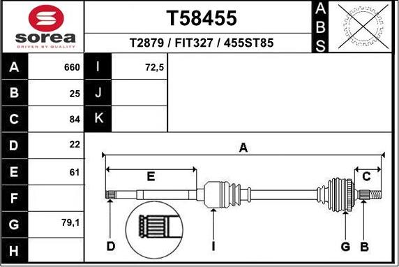EAI T58455 - Приводний вал autozip.com.ua