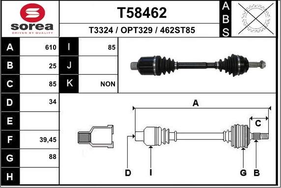 EAI T58462 - Приводний вал autozip.com.ua