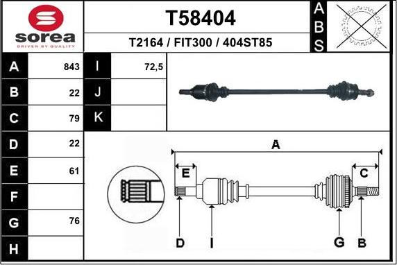 EAI T58404 - Приводний вал autozip.com.ua