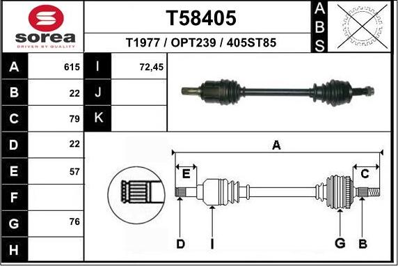 EAI T58405 - Приводний вал autozip.com.ua