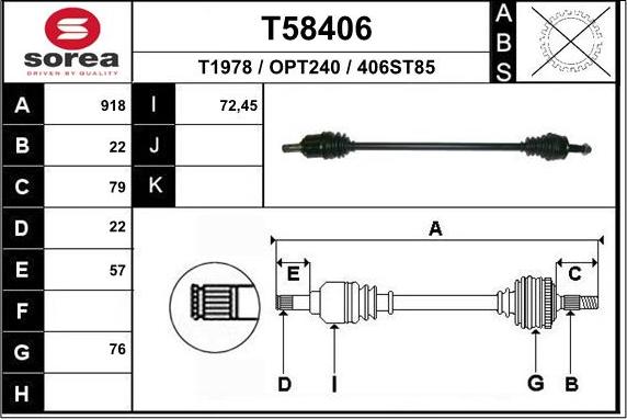 EAI T58406 - Приводний вал autozip.com.ua