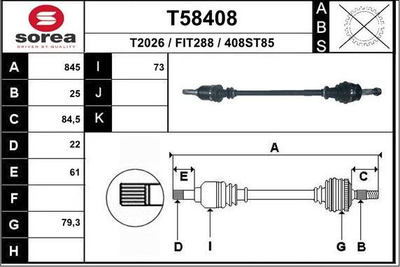 EAI T58408 - Приводний вал autozip.com.ua