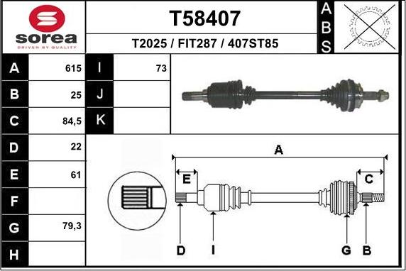 EAI T58407 - Приводний вал autozip.com.ua